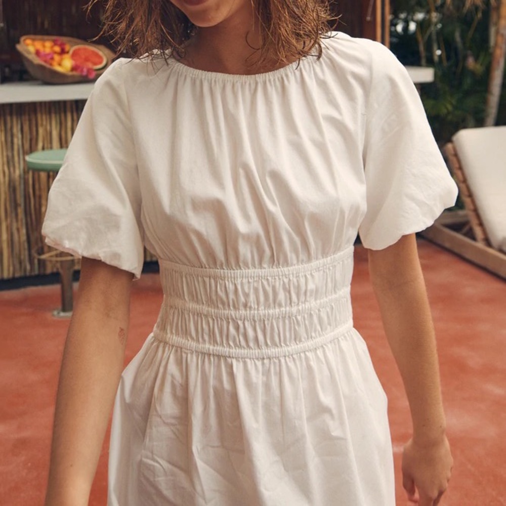 ROWIE THE LABEL ARI ORGANIC MINI DRESS BONE
